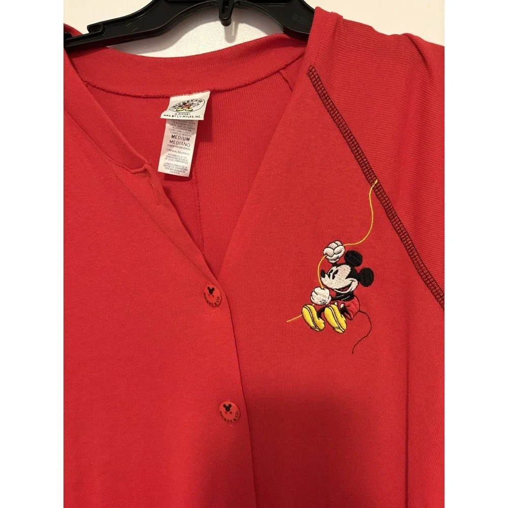 Vintage Disney Mickey Pajamas Medium Red One Piece Longjohns 50/50 USA NWT - Picture 4 of 4